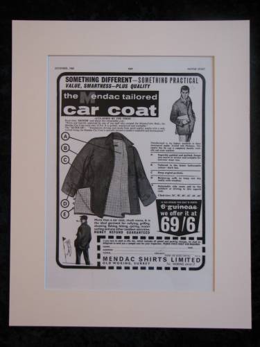 MENDAC Car Coat original advert 1965 (ref AD 201)