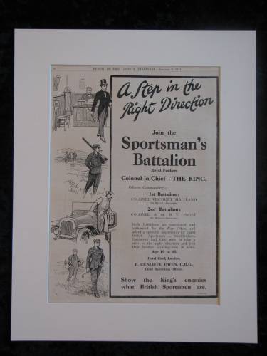 SPORTSMANS  BATTALION  original advert 1915  (ref AD299)