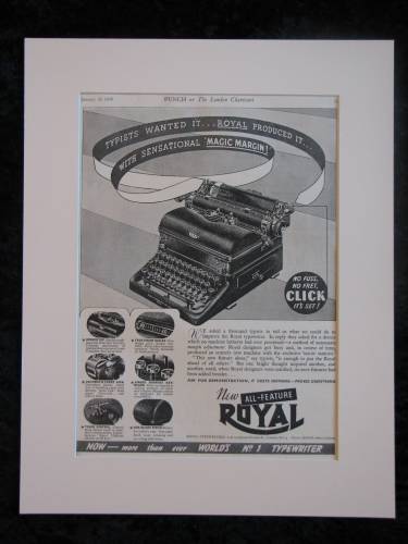 ROYAL TYPEWRITER original advert 1939 (ref AD308)