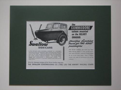 Swallow sidecars The Commodore original advert 1953 (ref AD375)
