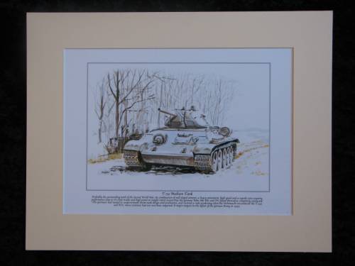 T-34 Russian Tank Mounted print