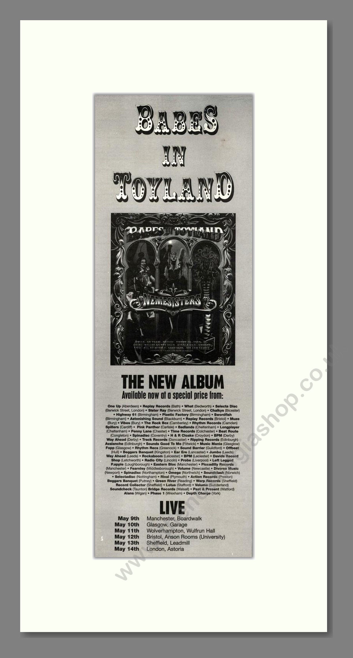 Babes In Toyland - Nemesisters. Vintage Advert 1995 (ref AD201720)