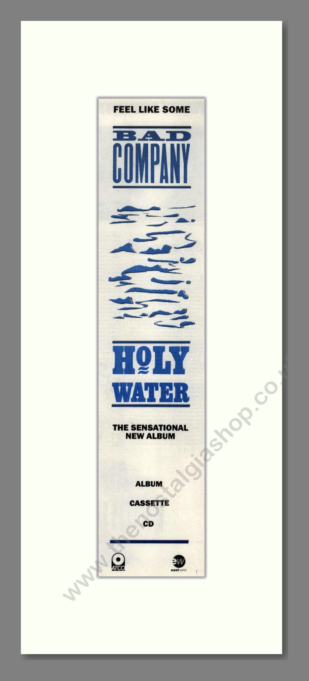 Bad Company - Holy Water. Vintage Advert 1990 (ref AD201729)