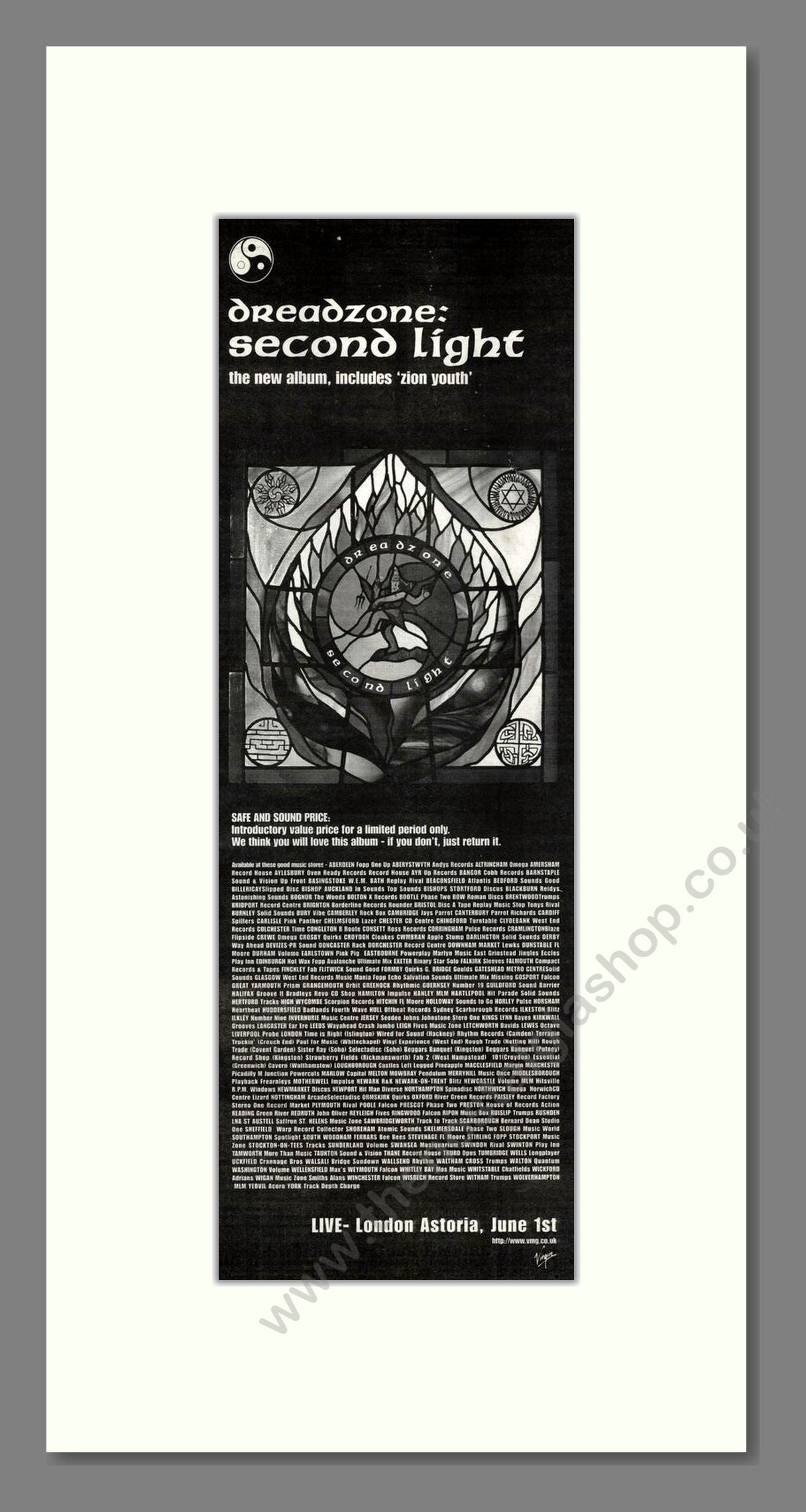 Dreadzone - Second Light. Vintage Advert 1995 (ref AD201732)