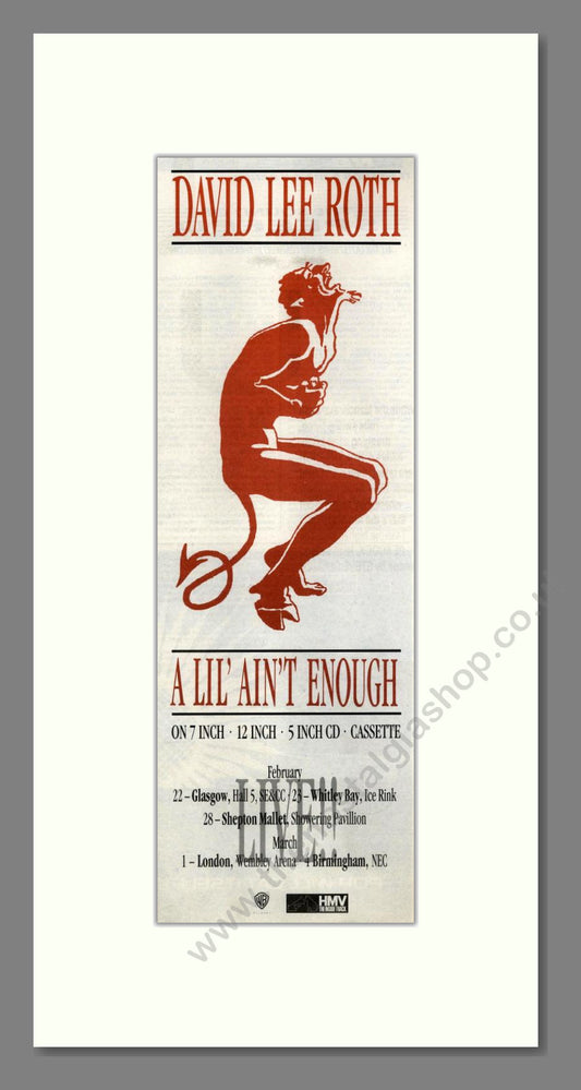 David Lee Roth - A Lil' Ain't Enough. Vintage Advert 1991 (ref AD201738)