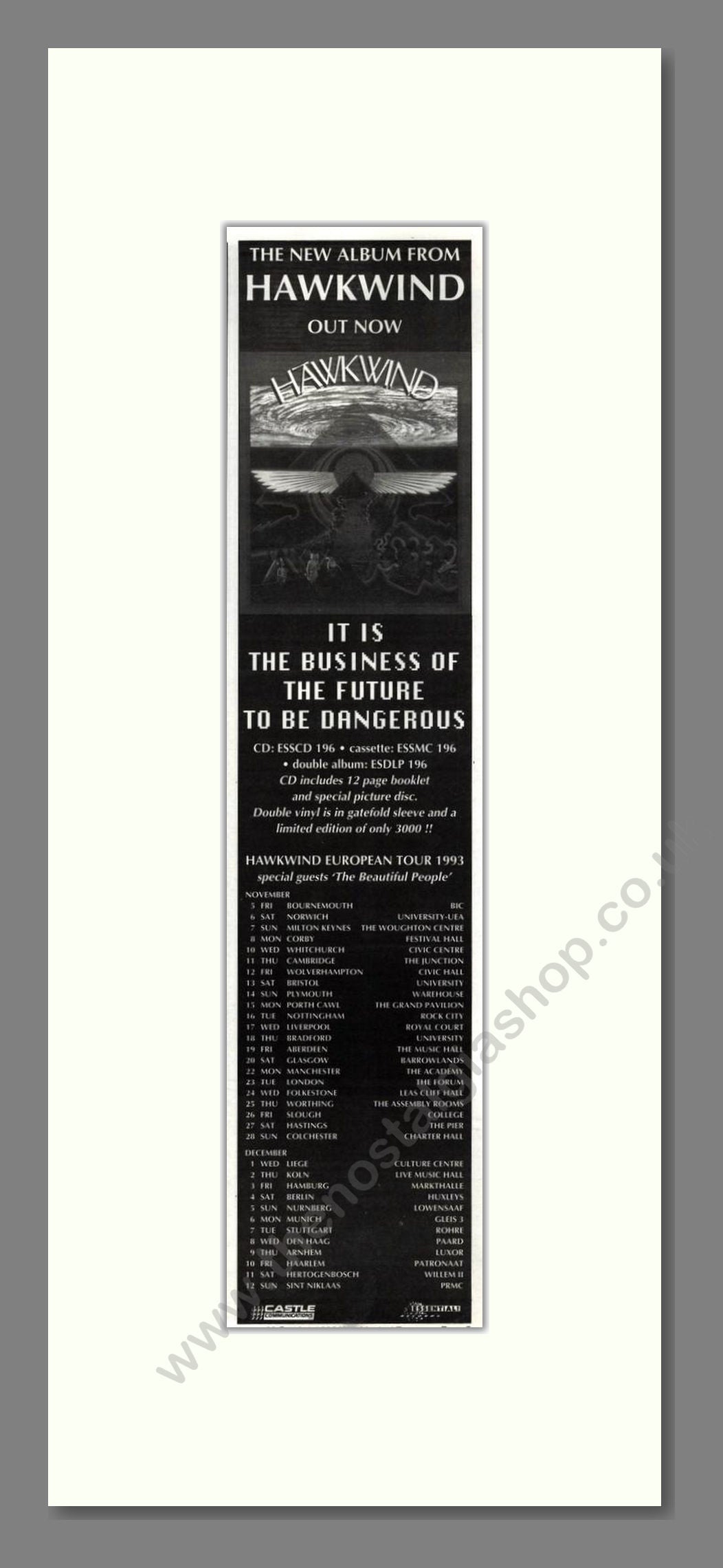 Hawkwind - It Is The Business Of The Future To Be Dangerous. Vintage Advert 1993 (ref AD201745)