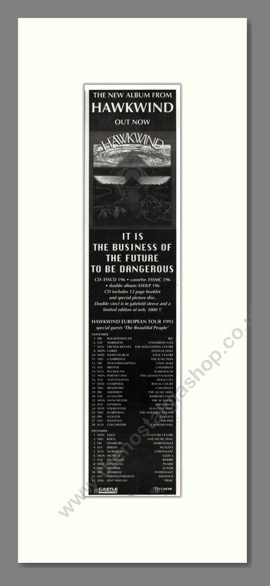 Hawkwind - It Is The Business Of The Future To Be Dangerous. Vintage Advert 1993 (ref AD201745)