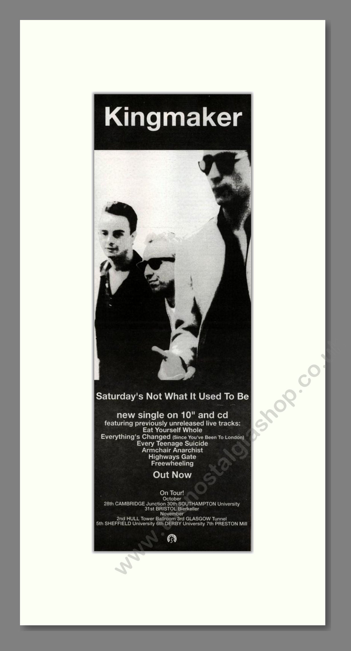 Kingmaker - Saturday's Not What It Used To Be. Vintage Advert 1993 (ref AD201754)