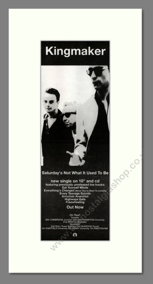 Kingmaker - Saturday's Not What It Used To Be. Vintage Advert 1993 (ref AD201754)