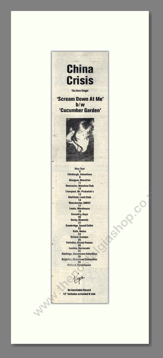 China Crisis - Scream Down At Me. Vintage Advert 1982 (ref AD201761)