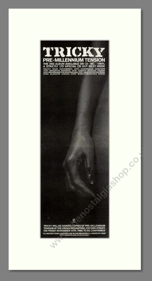 Tricky - Pre-Millennium Tension. Vintage Advert 1996 (ref AD201766)