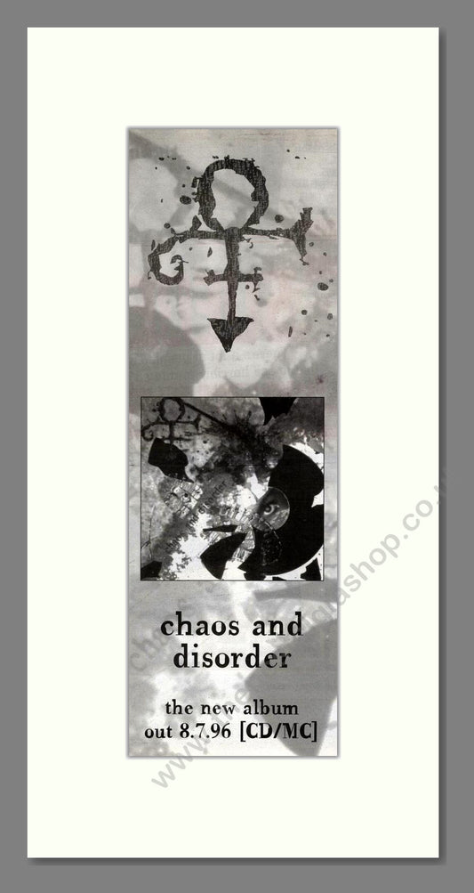 Prince - Chaos And Disorder. Vintage Advert 1996 (ref AD201772)
