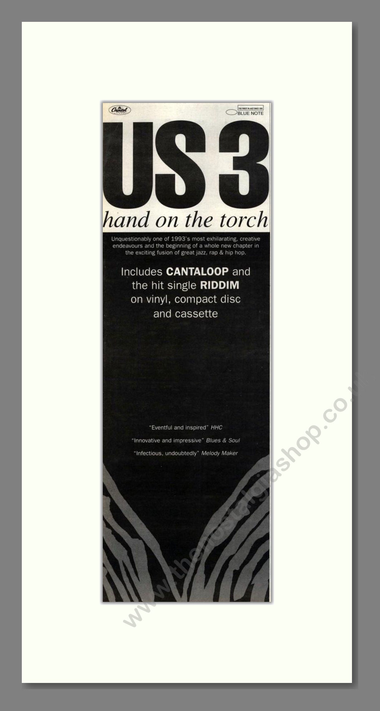 US 3 - Hand On The Torch. Vintage Advert 1993 (ref AD201801)