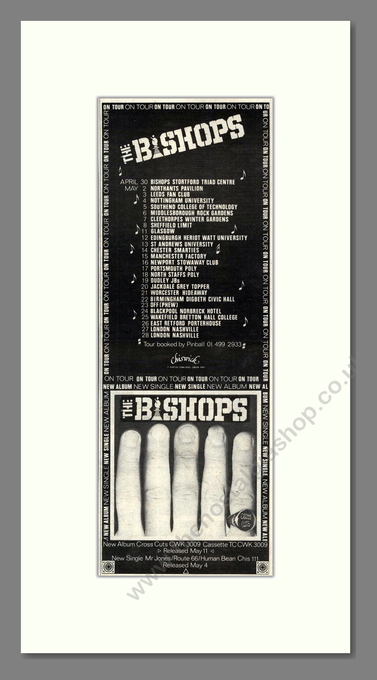 Bishops - UK Tour. Vintage Advert 1979 (ref AD201805)