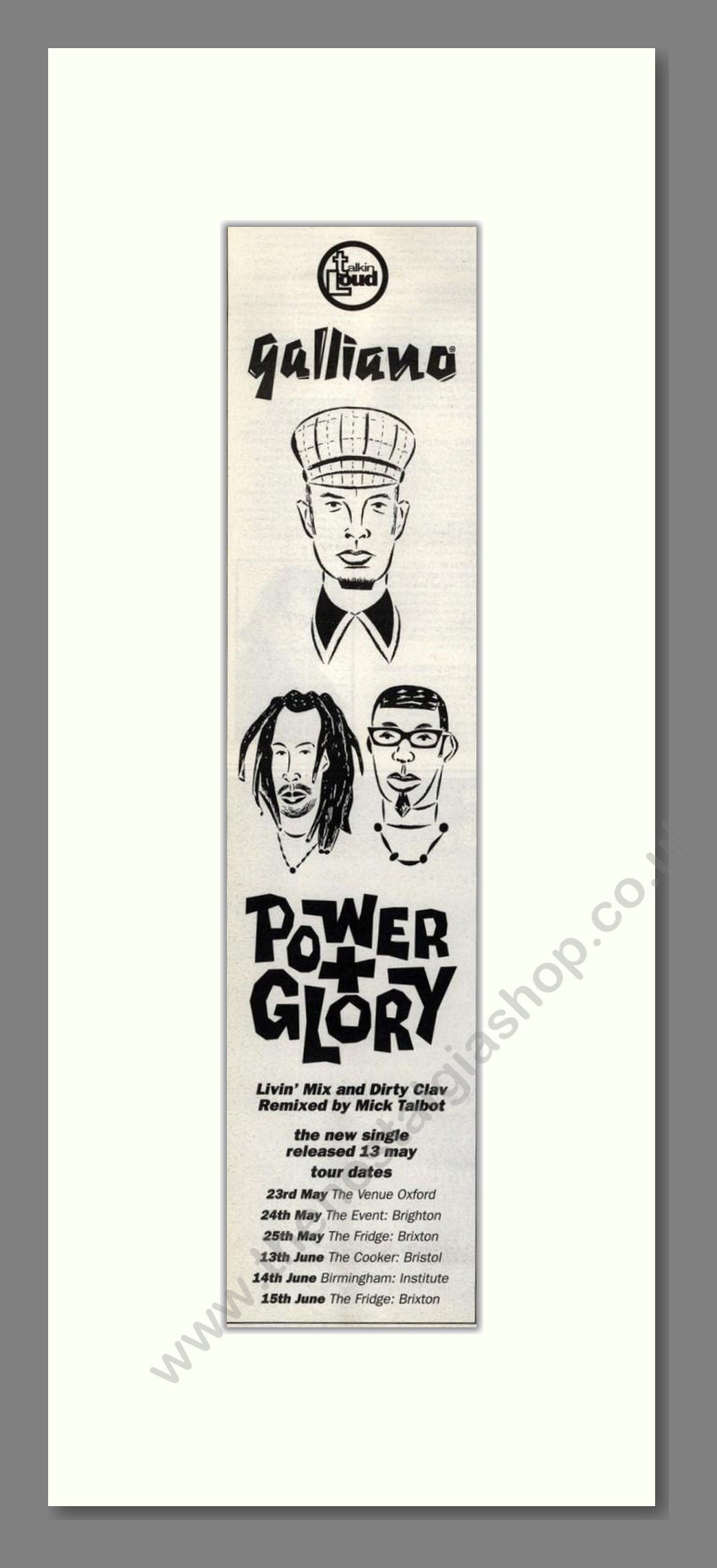 Galliano - Power And Glory. Vintage Advert 1991 (ref AD201813)