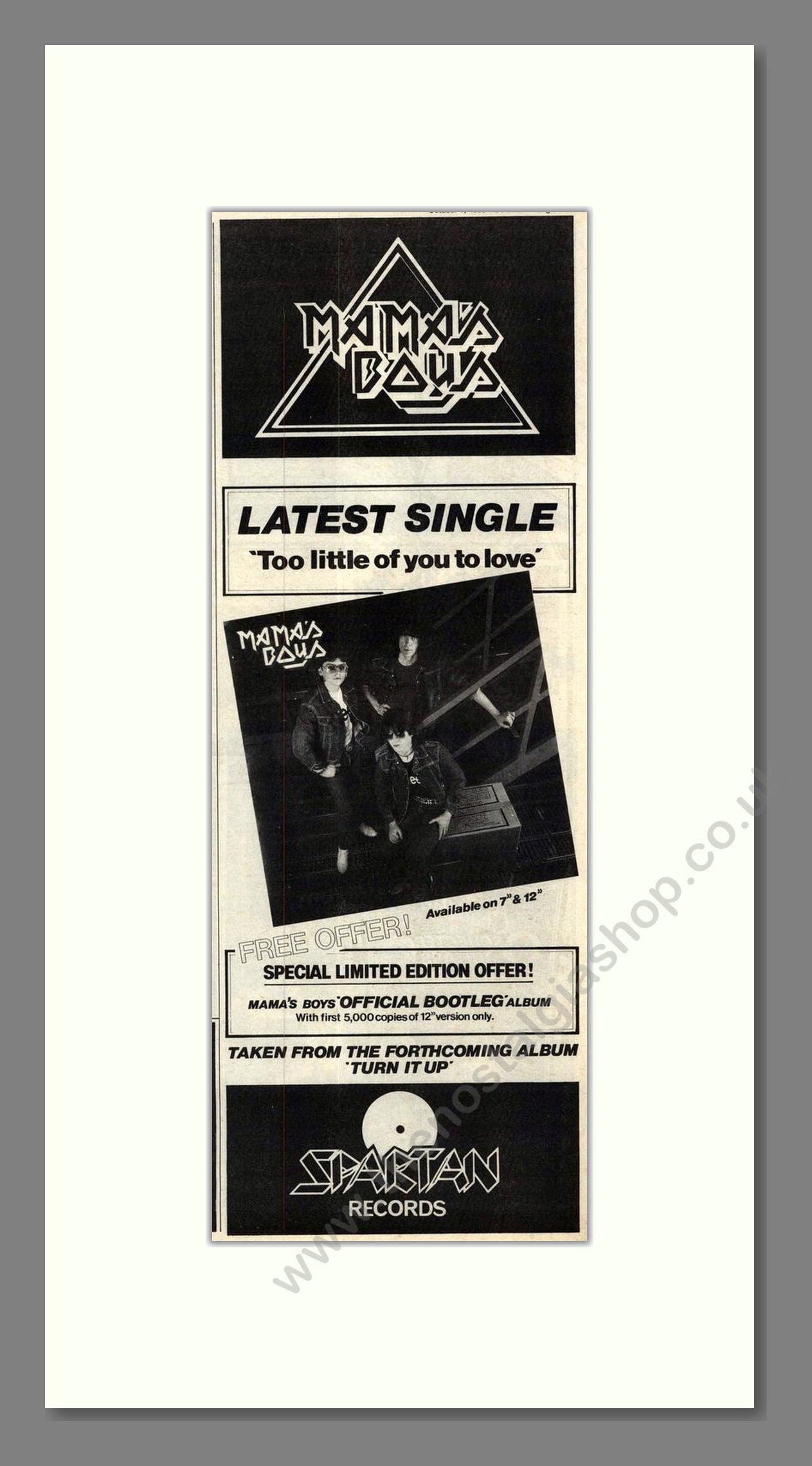 Mama's Boys - Too Little Of You To Love. Vintage Advert 1983 (ref AD201820)