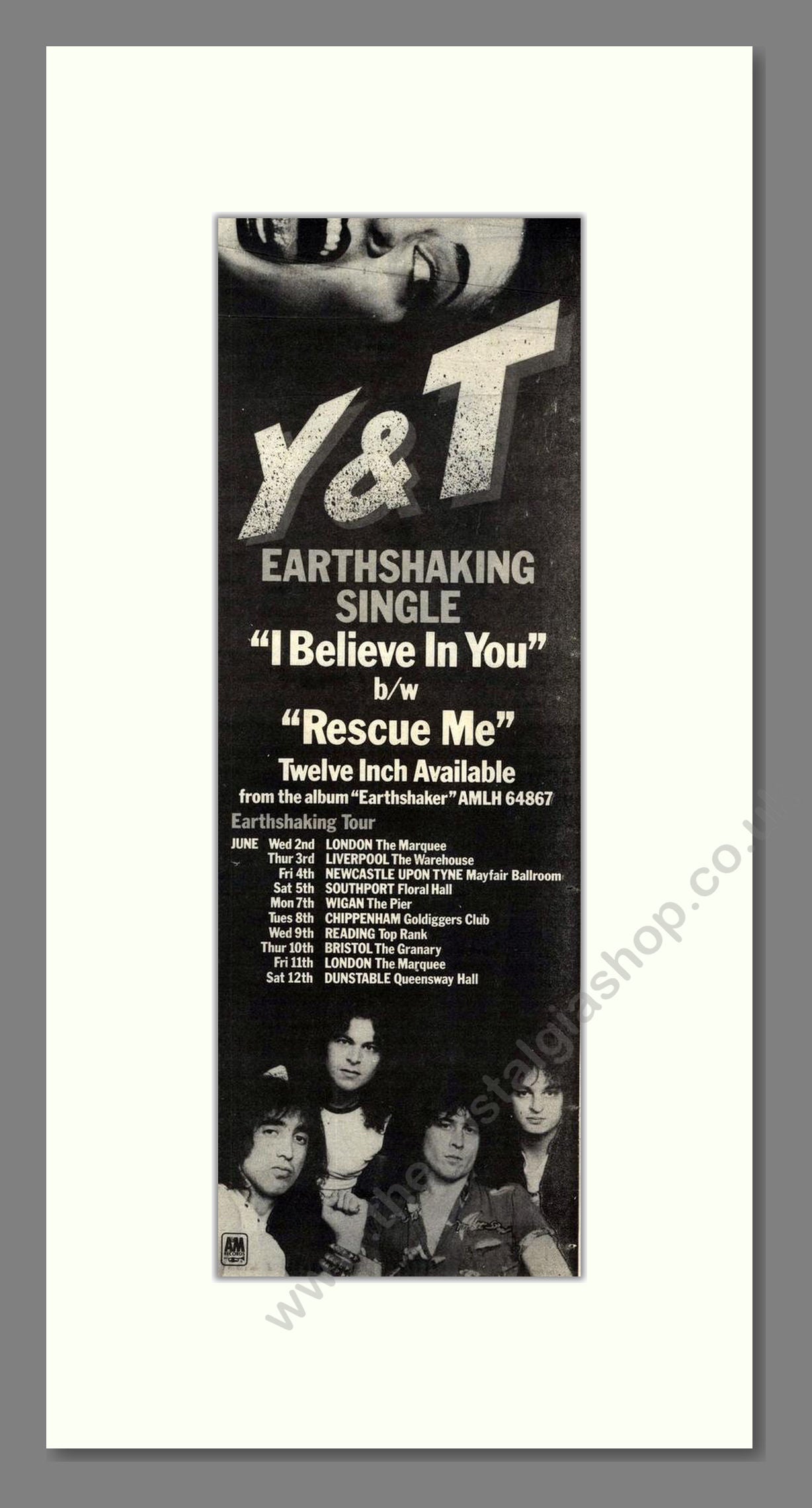 Y and T - I Believe In You. Vintage Advert 1982 (ref AD201826)