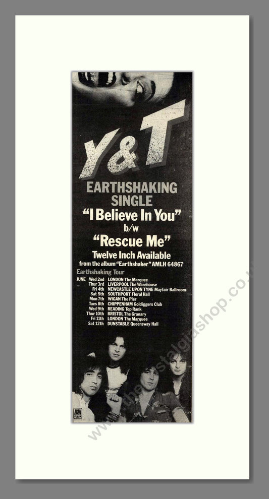 Y and T - I Believe In You. Vintage Advert 1982 (ref AD201826)