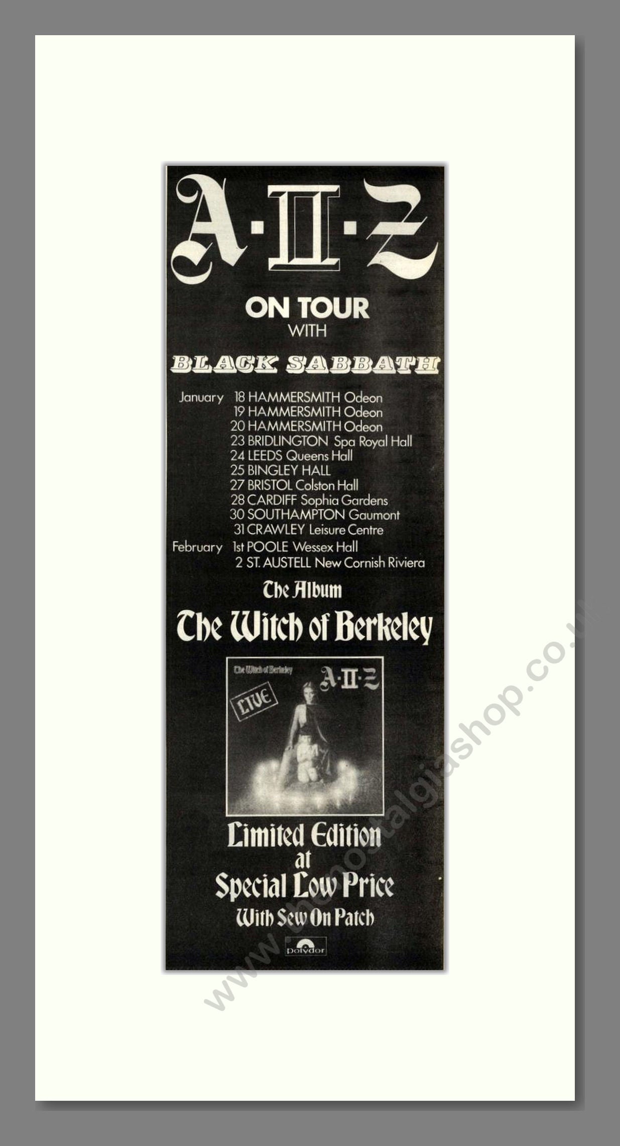 A II Z - UK Tour. Vintage Advert 1981 (ref AD201827)