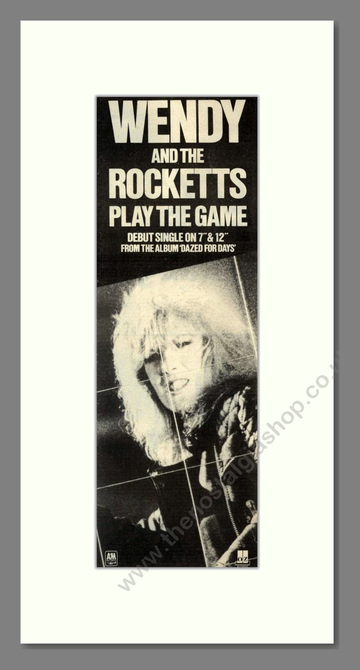 Wendy And The Rocketts - Play The Game. Vintage Advert 1983 (ref AD201836)