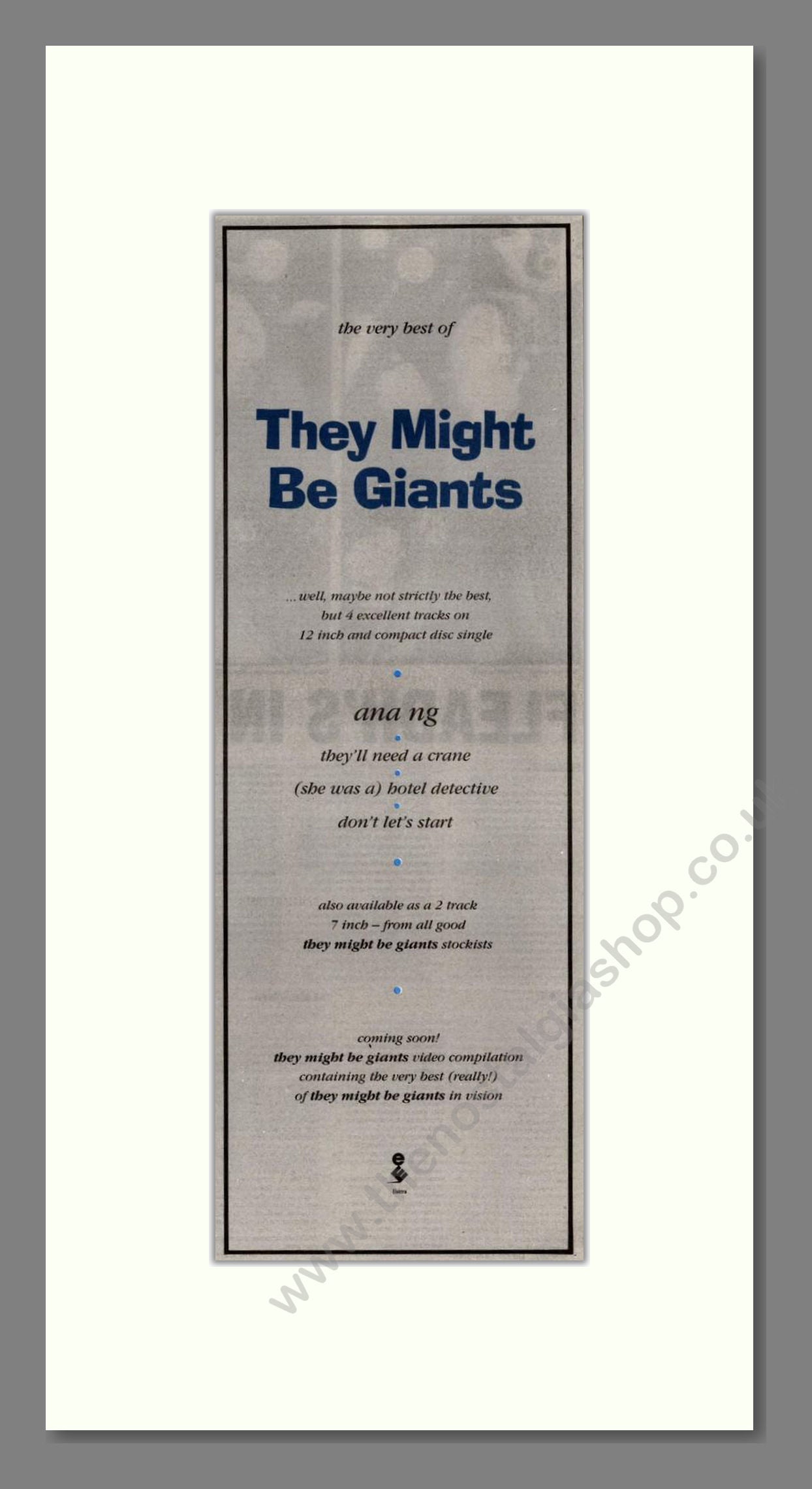 They Might Be Giants - Ana Ng. Vintage Advert 1991 (ref AD201837)