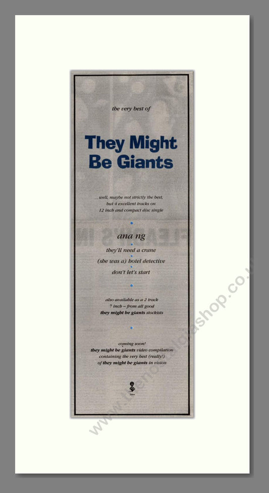 They Might Be Giants - Ana Ng. Vintage Advert 1991 (ref AD201837)