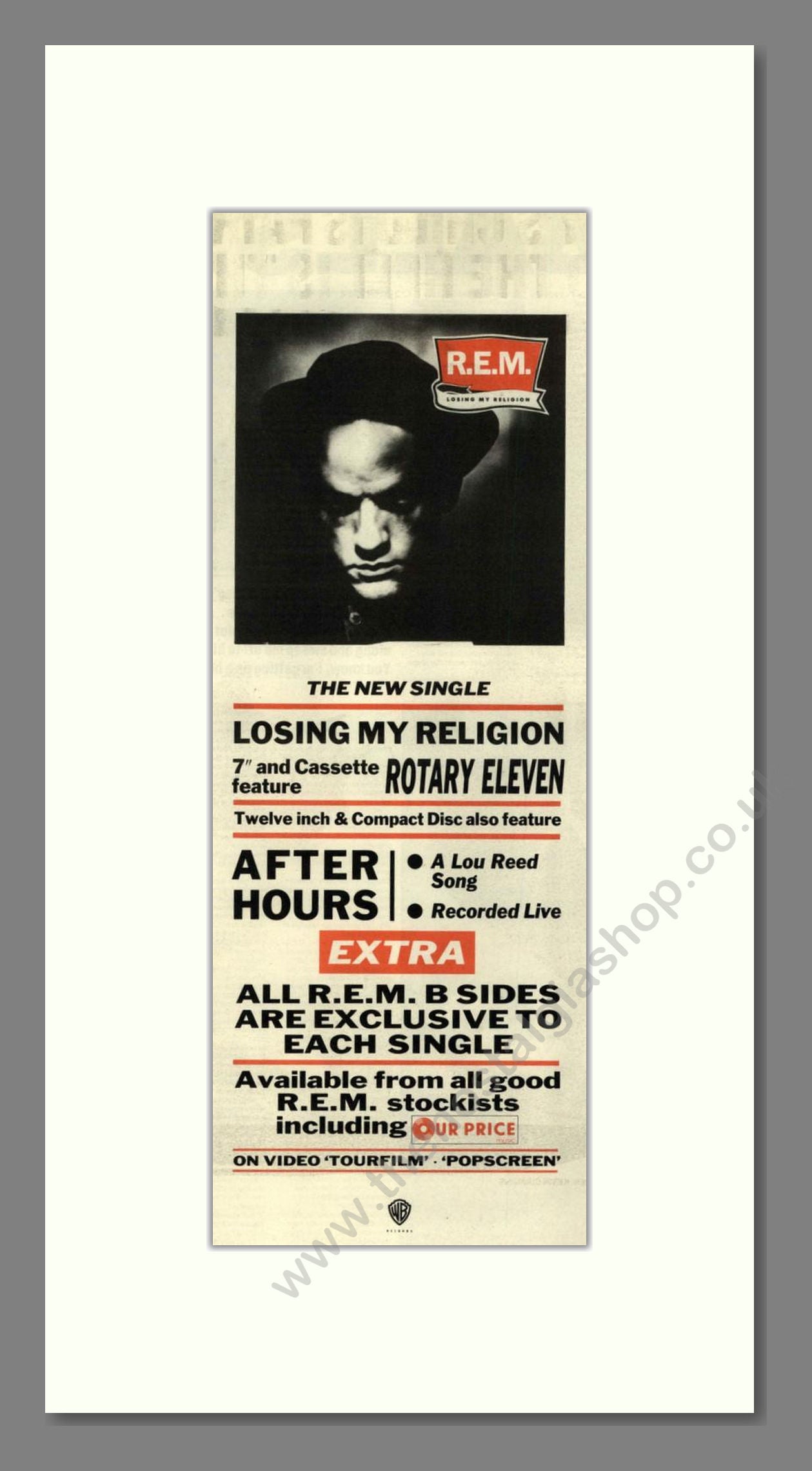 R.E.M - Losing My Religion. Vintage Advert 1991 (ref AD201843)