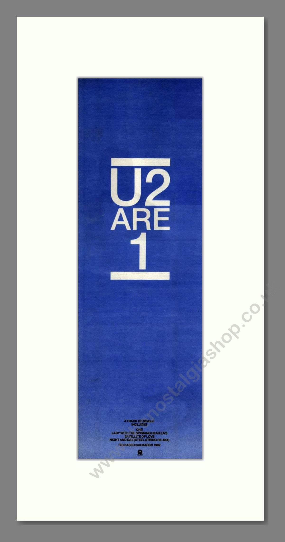 U2 - U2 Are 1. Vintage Advert 1992 (ref AD201848)