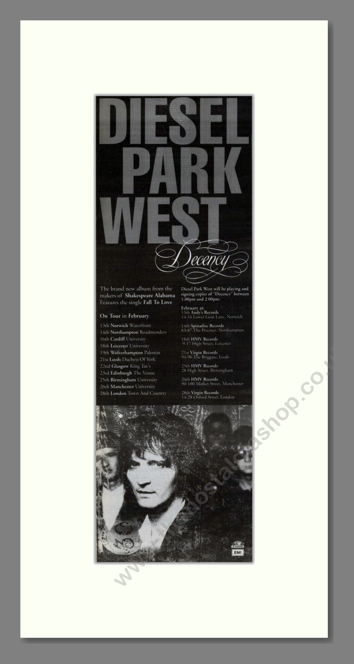 Diesel Park West - Decency. Vintage Advert 1992 (ref AD201849)