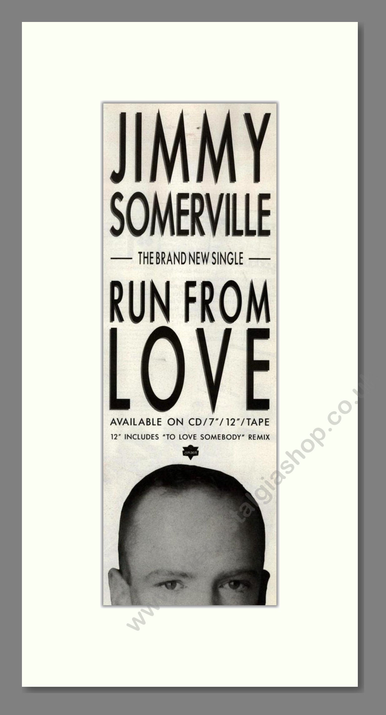 Jimmy Somerville - Run From Love. Vintage Advert 1991 (ref AD201850)