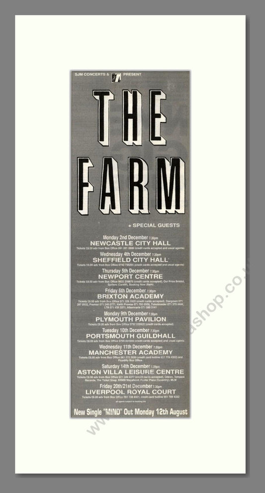 Farm (The) - UK Tour. Vintage Advert 1991 (ref AD201851)