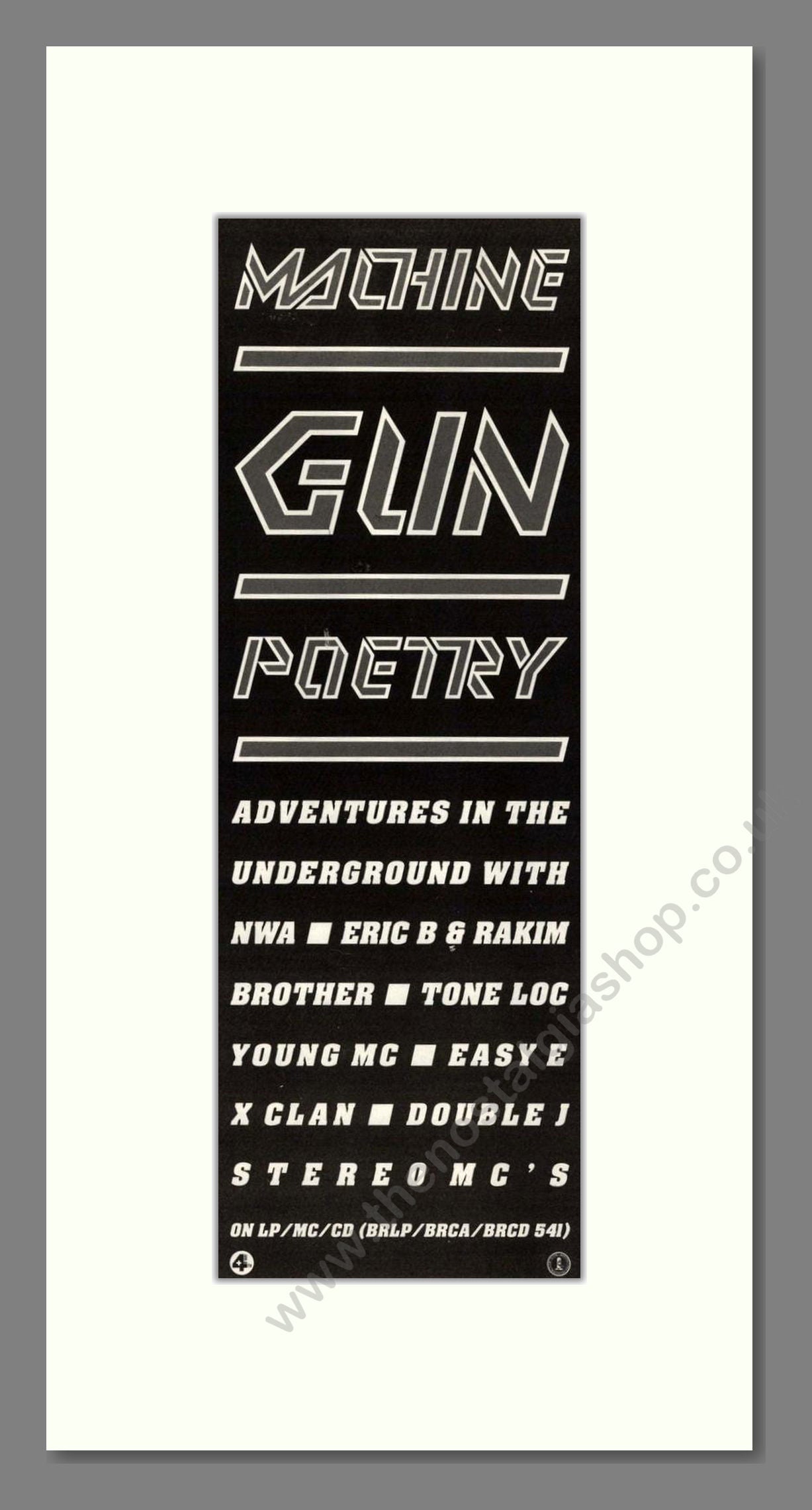 Various Artists - Machine Gun Poetry. Vintage Advert 1989 (ref AD201853)