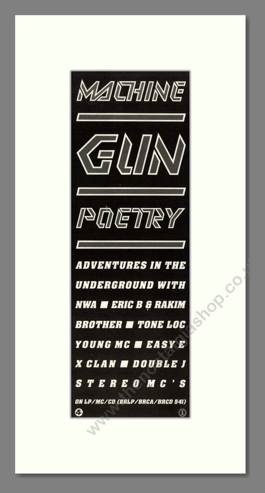 Various Artists - Machine Gun Poetry. Vintage Advert 1989 (ref AD201853)