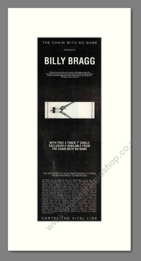 Billy Bragg - The Chain With No Name. Vintage Advert 1990 (ref AD201858)