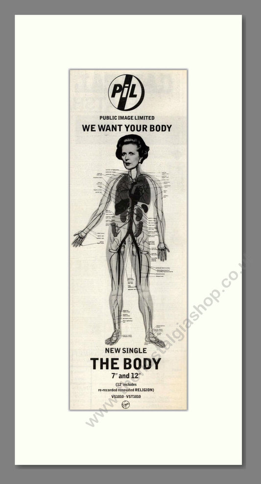 Public Image Limited - We Want Your Body. Vintage Advert 1987 (ref AD201859)