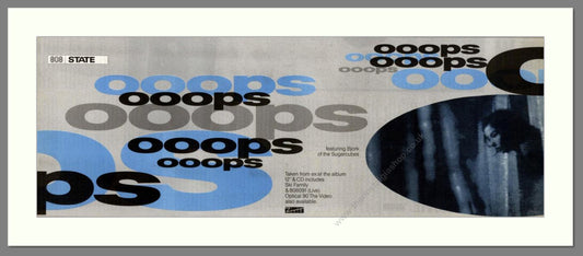 808 State - Ooops. Vintage Advert 1991 (ref AD201865)