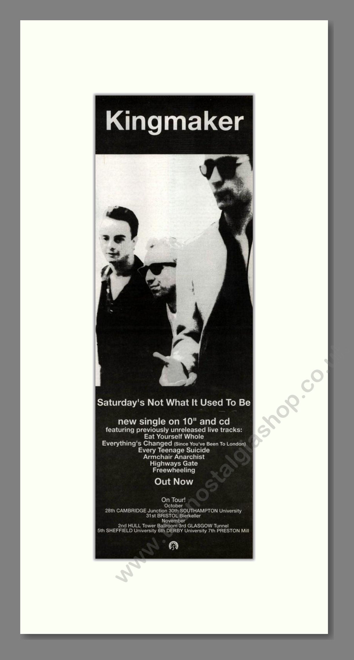 Kingmaker - Saturday's Not What It Used To Be. Vintage Advert 1993 (ref AD201870)