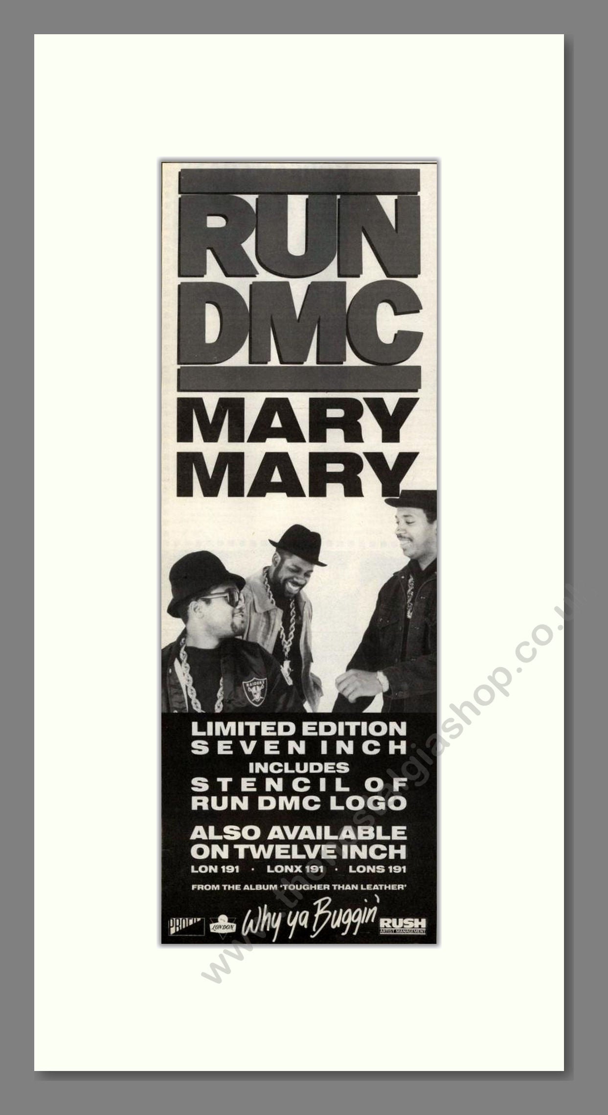 Run DMC - Mary Mary. Vintage Advert 1988 (ref AD201873)