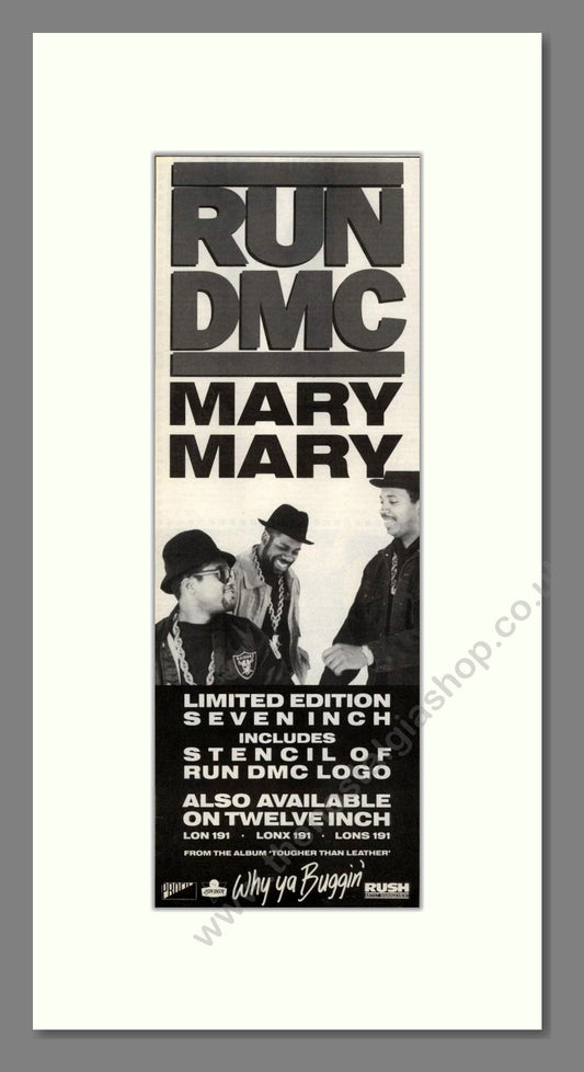 Run DMC - Mary Mary. Vintage Advert 1988 (ref AD201873)