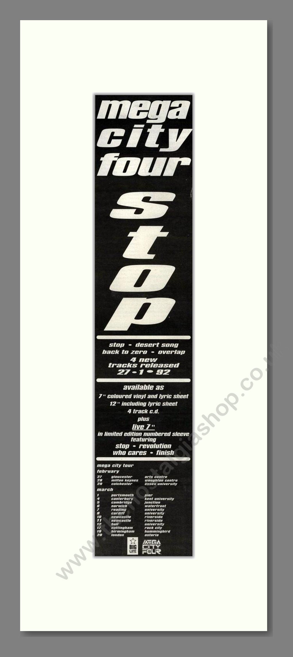 Mega City Four - Stop. Vintage Advert 1992 (ref AD201881)