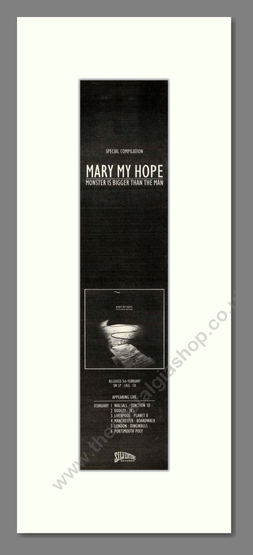 Mary My Hope - Monster Is Bigger Than The Man. Vintage Advert 1990 (ref AD201883)