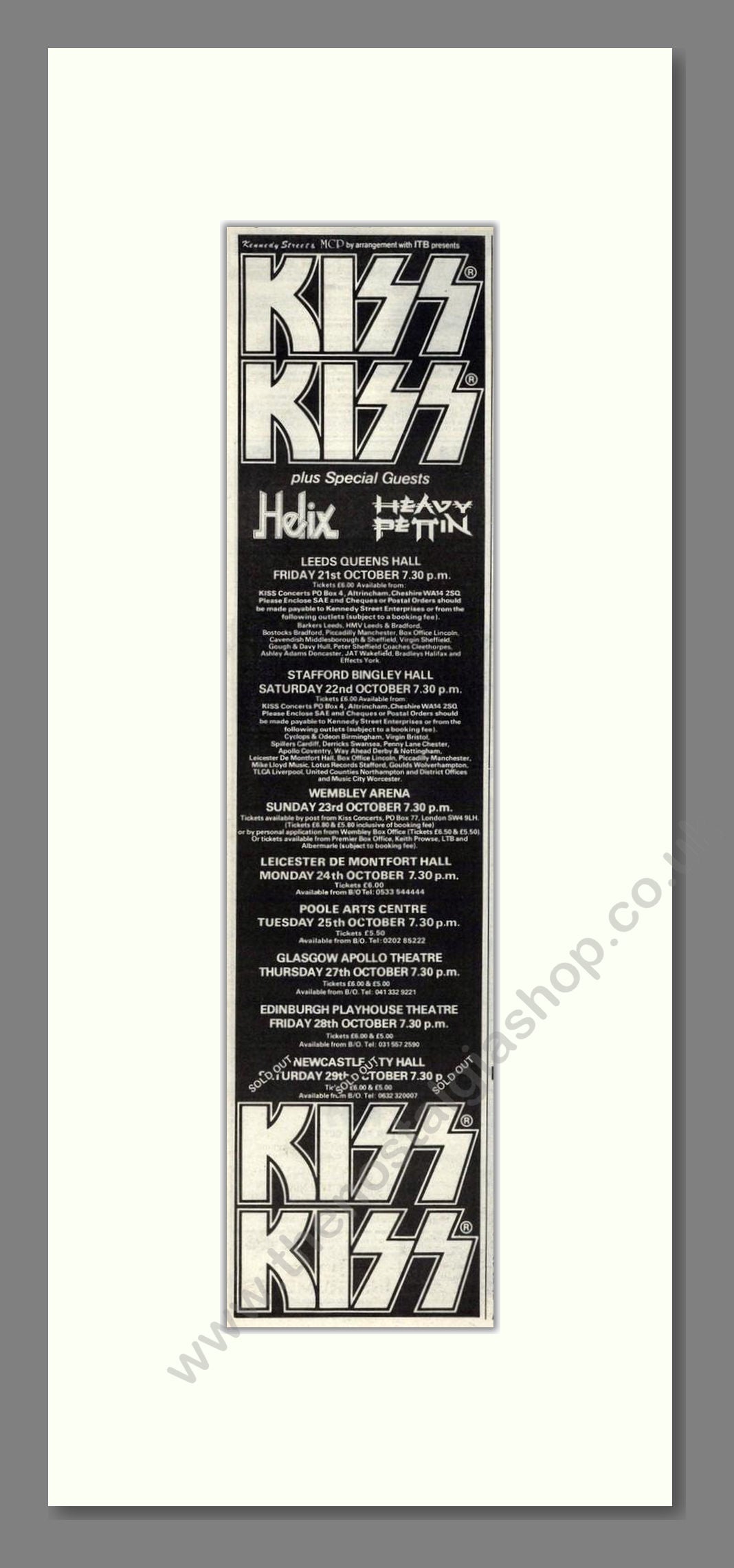 Kiss - UK Tour. Vintage Advert 1983 (ref AD201894)
