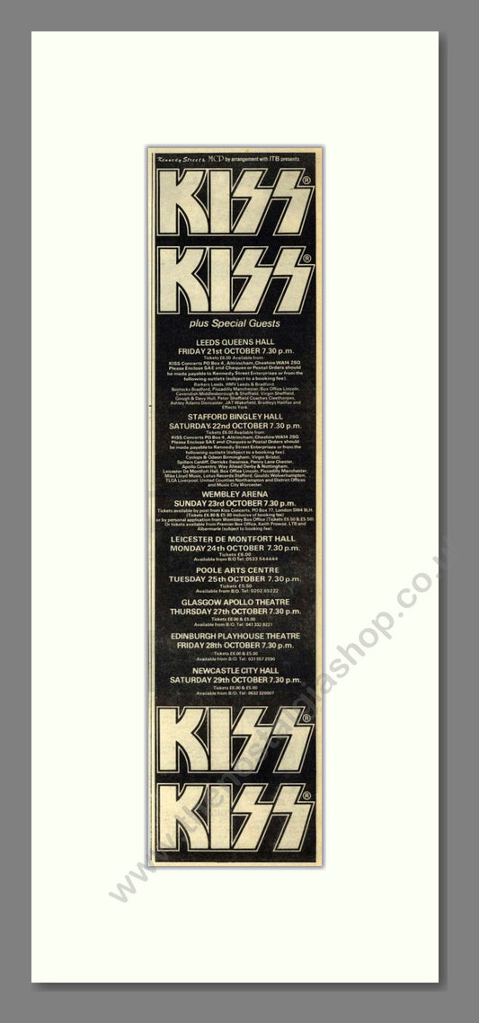 Kiss - UK Tour. Vintage Advert 1983 (ref AD201895)