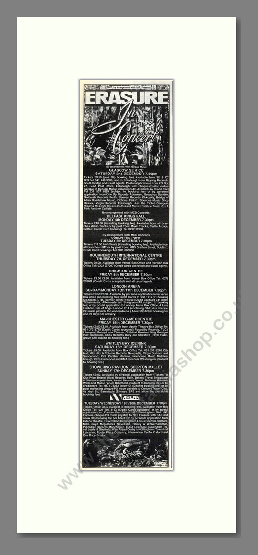 Erasure - UK Tour. Vintage Advert 1989 (ref AD201906)