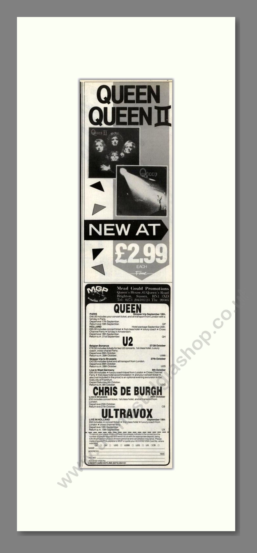 Queen - Queen / Queen II. Vintage Advert 1984 (ref AD201907)