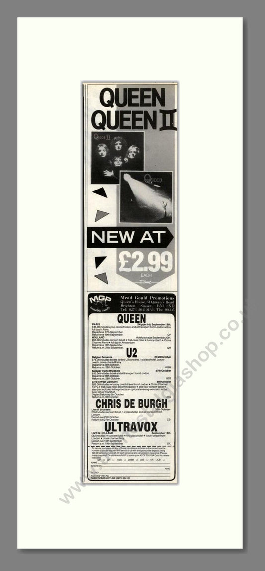 Queen - Queen / Queen II. Vintage Advert 1984 (ref AD201907)