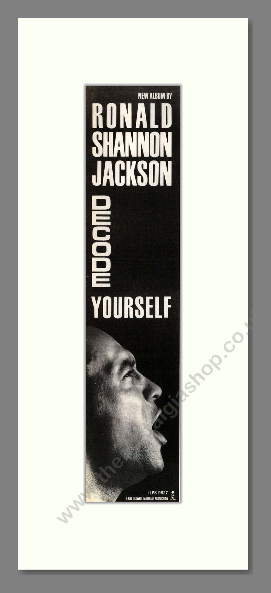 Ronald Shannon Jackson - Decide Yourself. Vintage Advert 1985 (ref AD201910)