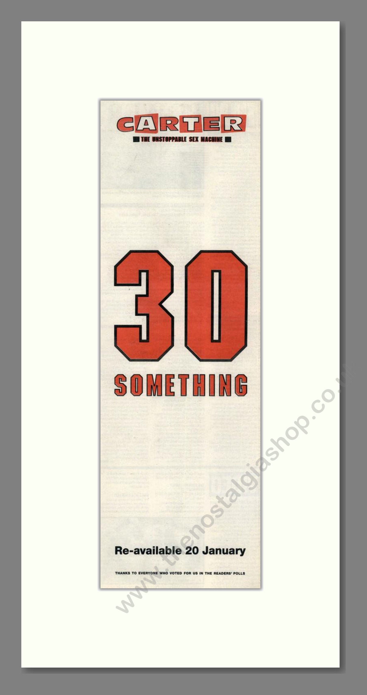 Carter USM - 30 Something. Vintage Advert 1992 (ref AD201914)