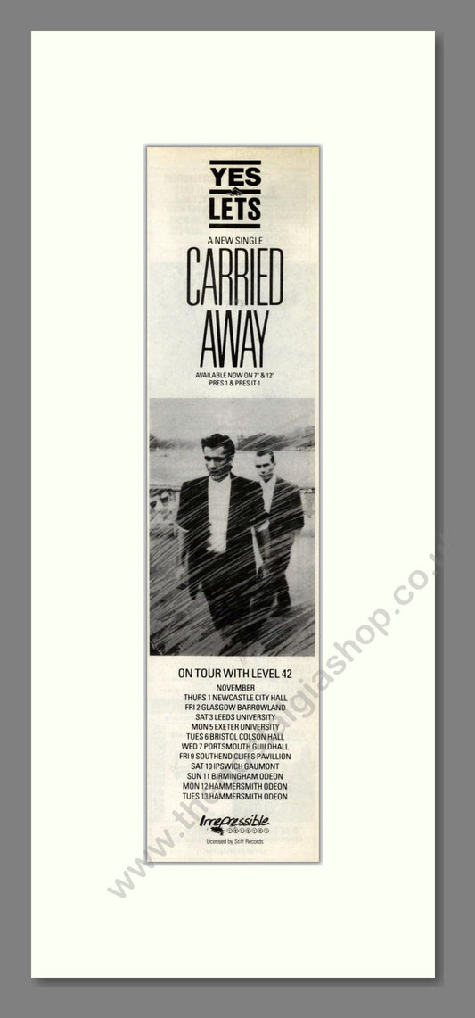 Yes Lets - Carried Away. Vintage Advert 1984 (ref AD201924)