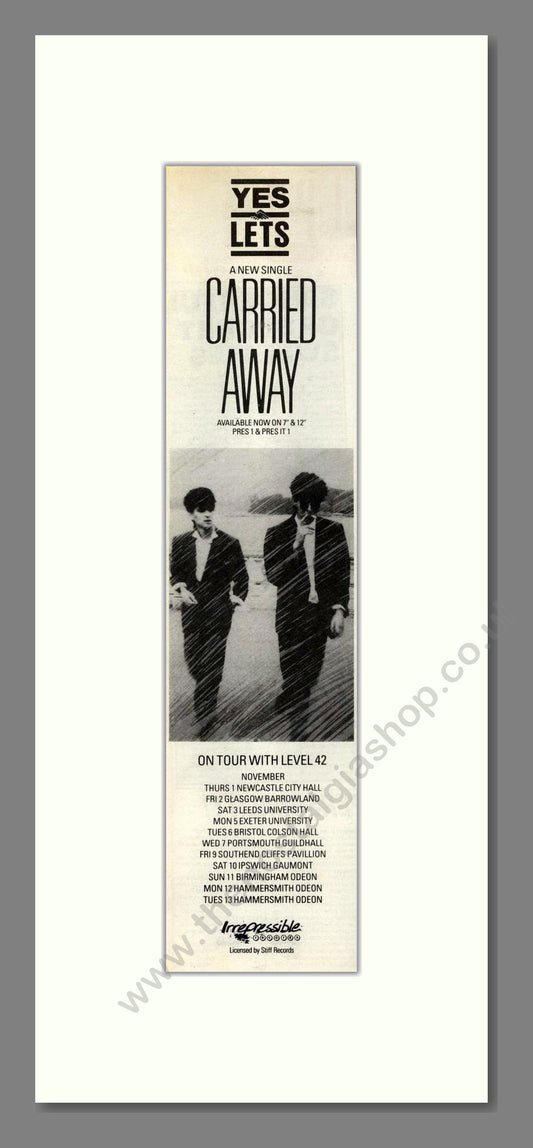 Yes Lets - Carried Away. Vintage Advert 1984 (ref AD201925)